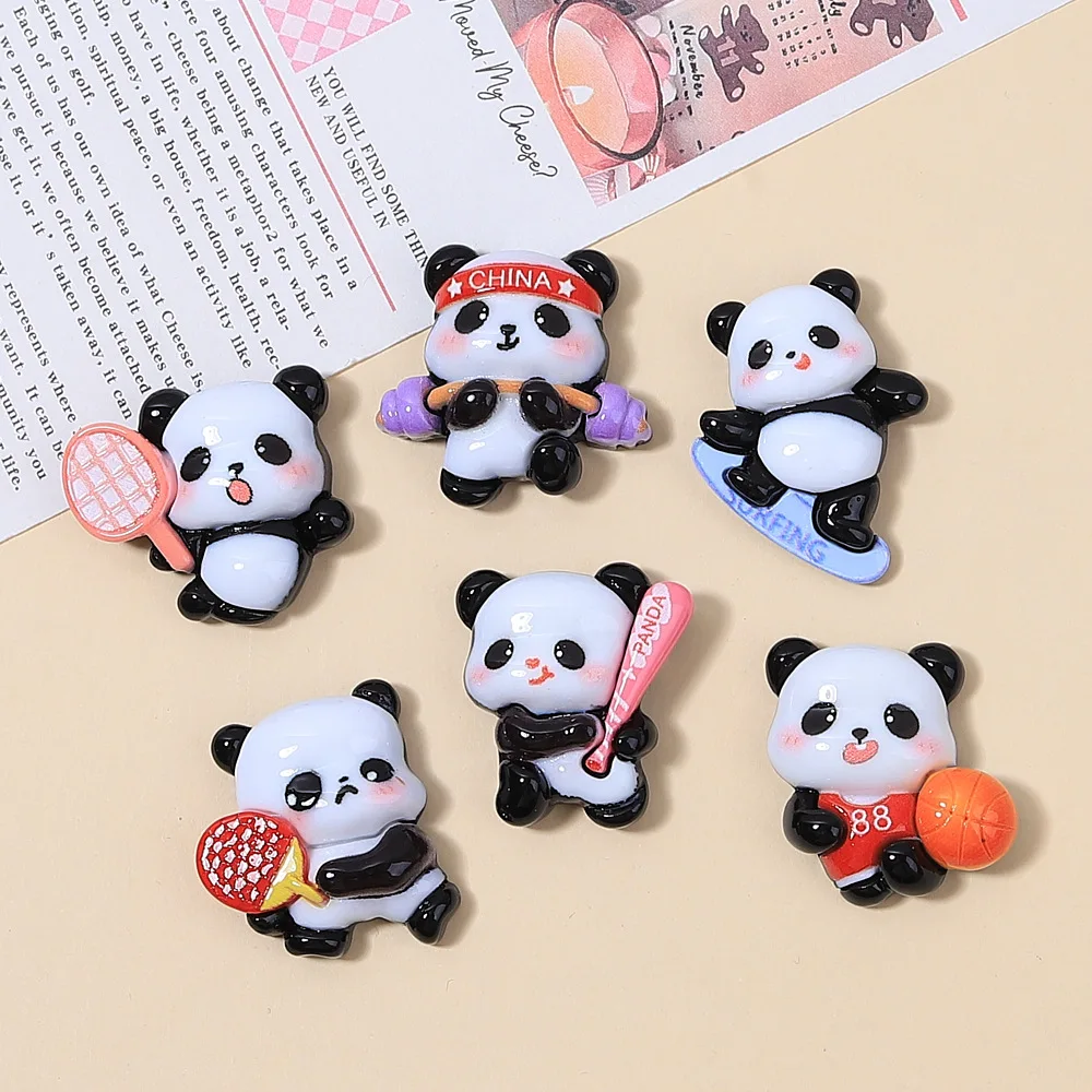 10pcs/lot Chinese Kung Fu Panda Charms for Jewelry Making Handmade Resin Sports Animals Pendants Crafts DIY Earring Keychain