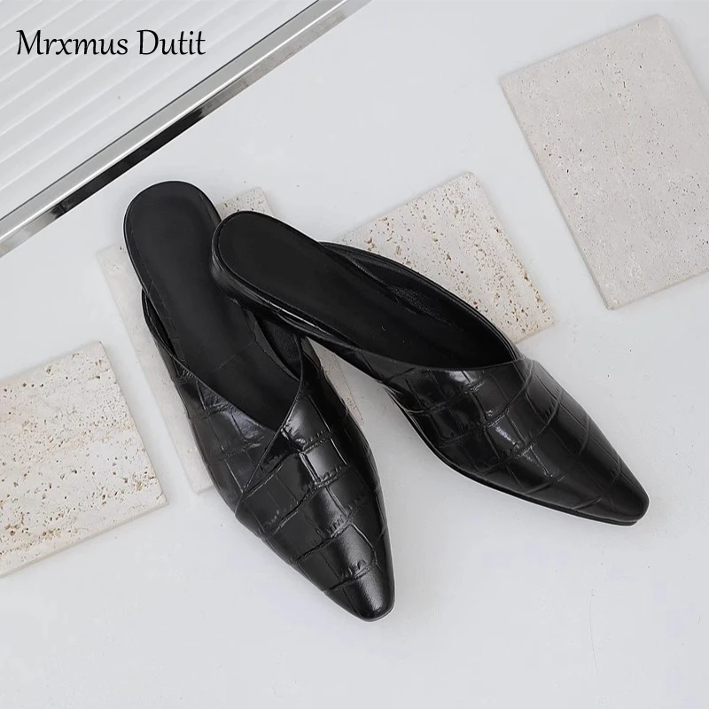 Mrxmus Dutit 2023 Fashion New Women Moroccan Style Summer Pointed Head Flats Slippers Solid Simple Casual Slip-on Shoes Female