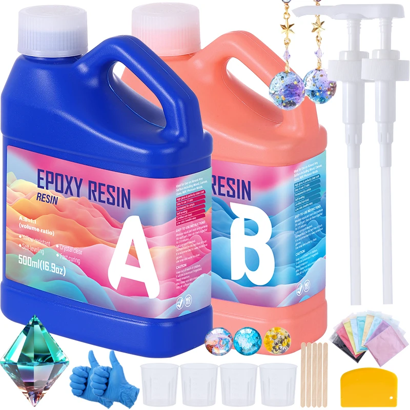

Epoxy Resin Kit Easy Mix 1:1 Crystal Clear Resin Epoxy Epoxy Bubble Free No Yellowing UV Resistant for DIY Crafts Jewelry Making