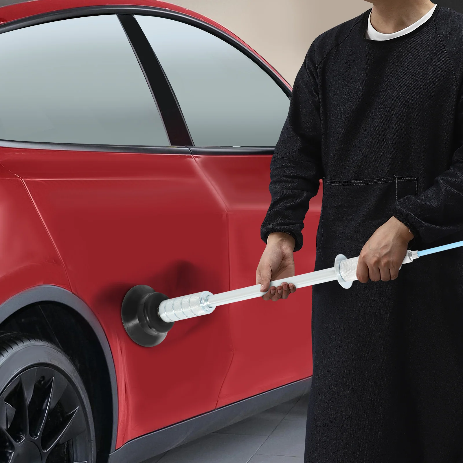 Conjunto de ferramentas pneumáticas para reparo de amassados - 3 ventosas (3,15/4,65/6,1 pol.), 70-170 PSI, aço galvanizado, mangueira e fita PTFE, seguro para pintura