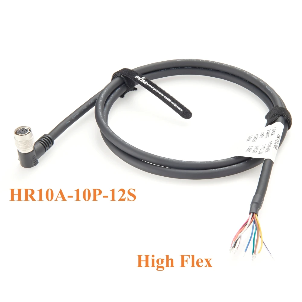 Right Angle Compatible Hirose 12Pin Female HR10A-10P-12S to Leadwire I/O Cable for Sony Hitachi Camera B4 ENG Amira Alexa Basler