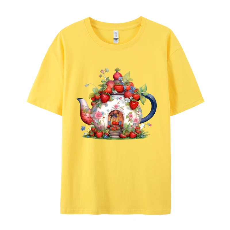 Set di teiere Unisex alla fragola t-shirt per principianti stampa Fashion Home Party magliette e magliette personalizzate maglietta divertente grafica