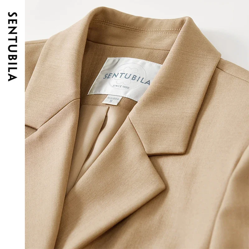 SENTUBILA Women Cropped Blazers Business Workwear Notched Neck Crop Jacket Ladies 2025 Spring Autumn Outerwears Woman 143X56794