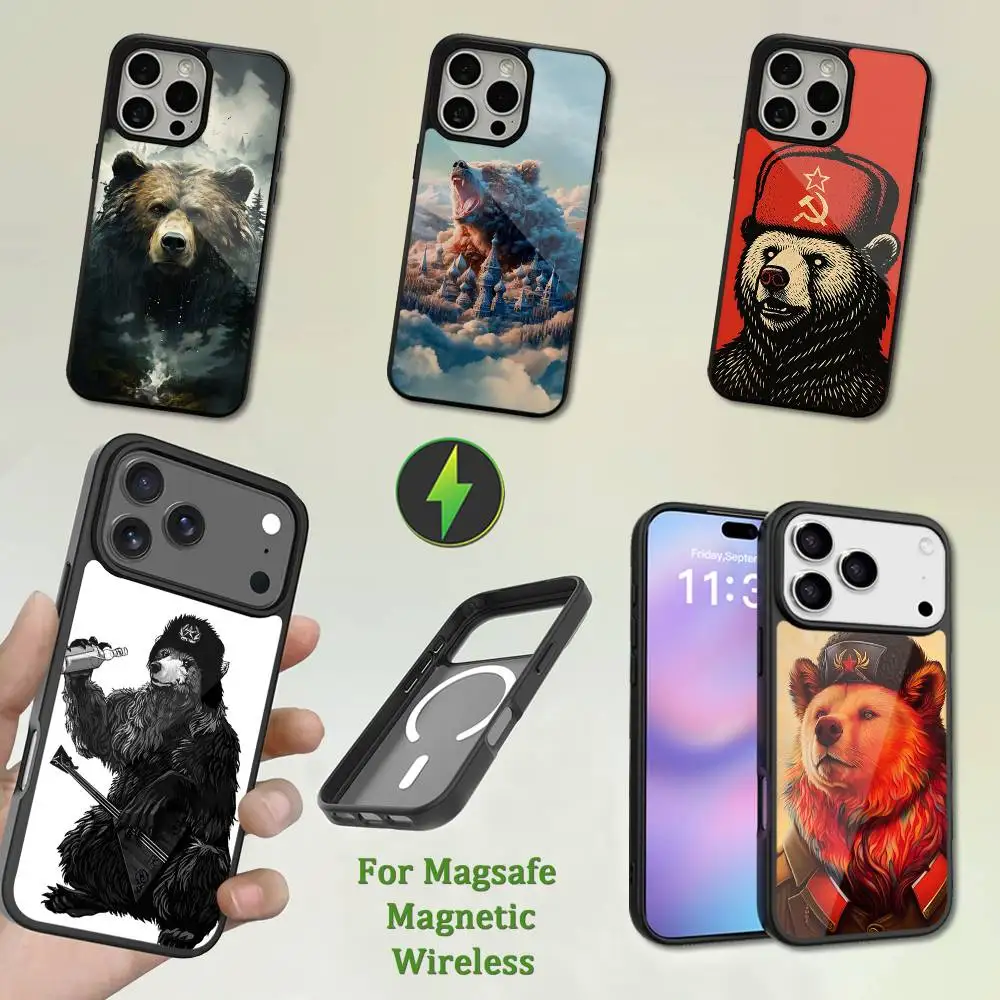 

Russian Art Bear Phone Case For iPhone 13,12,11,16,15,17,14,Pro,Max,Plus,Mini,Magsafe,Magnetic Wireless Charging