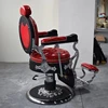 Silla de peluquería de estilo antiguo, color rojo y plateado, para salón de peluquería, a la venta 4