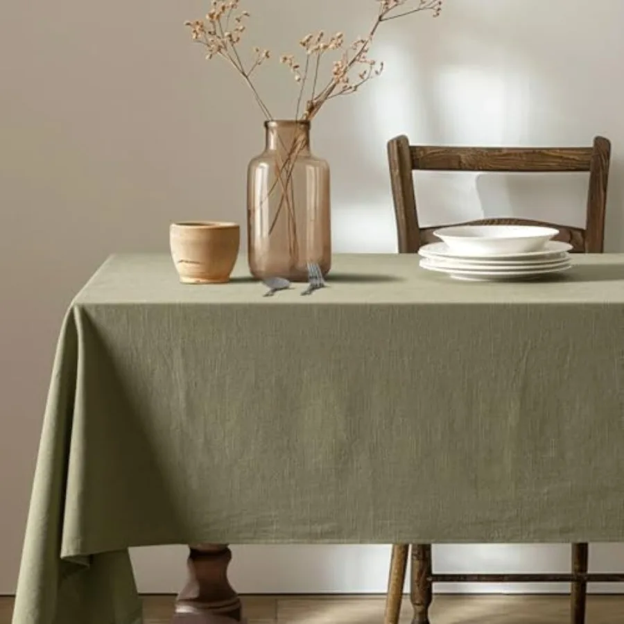 

Linen Cotton Blend Rectangle Tablecloth Luxury Waterproof Stain Resistant Durable Farmhouse Oblong for Dining Party Weddings Bi