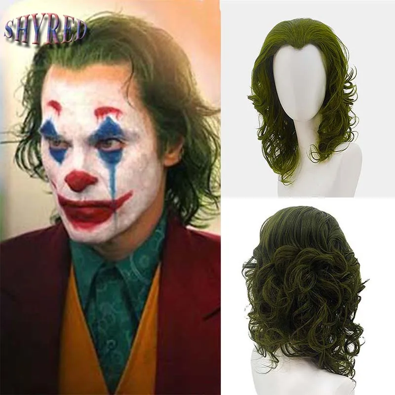 

Gres Clown Joker Men Wigs Green Wavy Movie Joker Cosplay Men's Costume Synthetic Hair for Halloween Party High Temperature Fiber