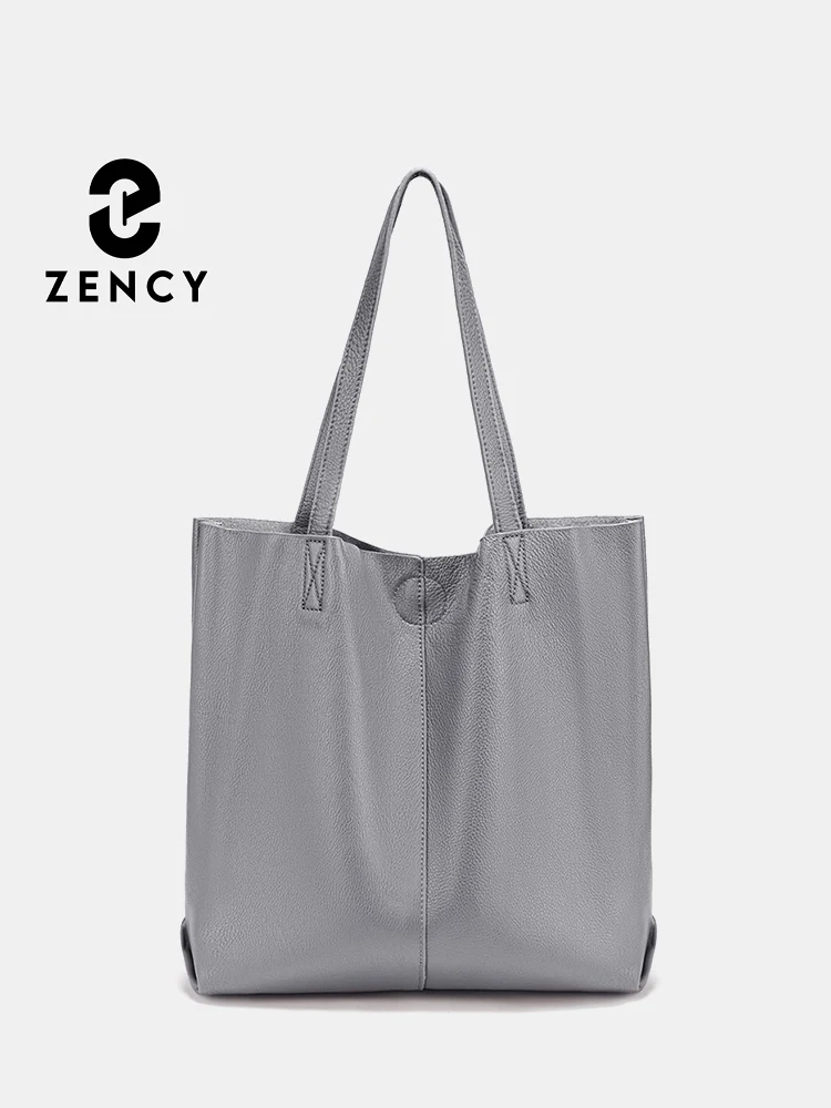 Zency 100% Genuine Leather Handbag Large Capacity Retro Women Shoulder Tote Shopping Bags Composite Bag First Layer Leather