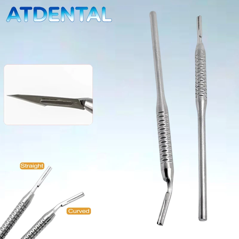 

Dental Scalpel Handle Blade Handle Curved/Straight Applicable Oral Hilt Surgical Tool For No.3 Blade Dental Tools