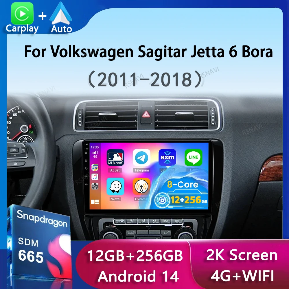 

Автомобильный радиоприемник Android 14 для Volkswagen VW Sagitar Jetta 6 Bora 2011-2018, навигация, GPS, мультимедийный плеер, стерео Wi-Fi + 4G Carplay BT