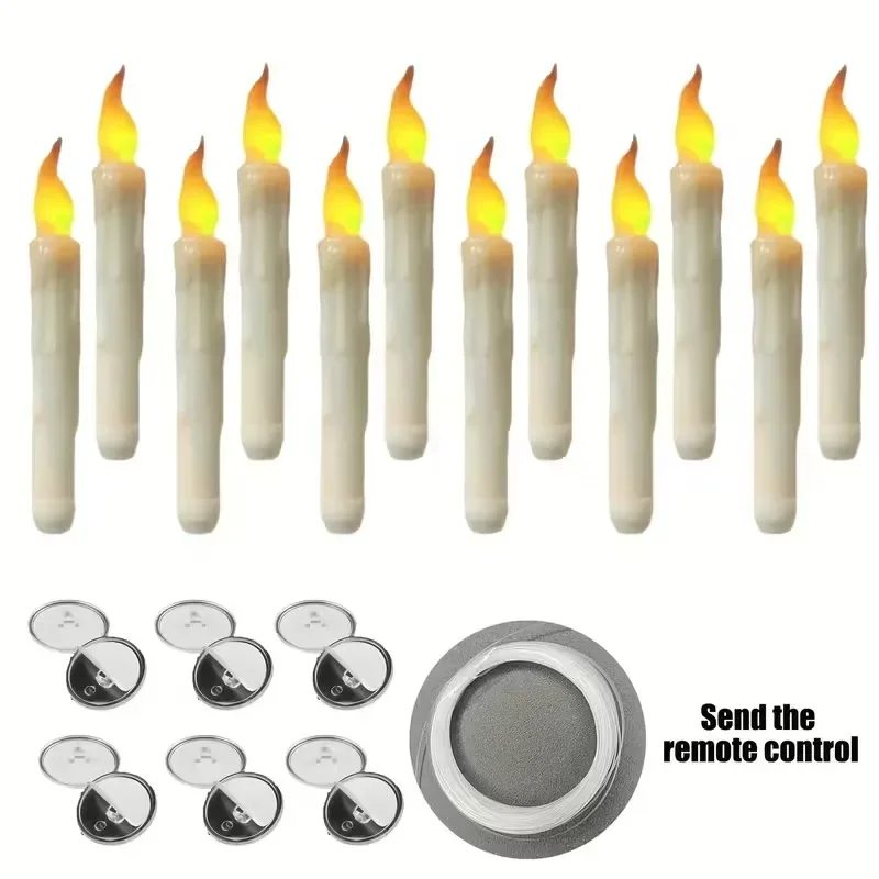 Floating LED Candle with Magic Wand Remote Control for Indoor HomeHalloween Christmas Party Decoration Holiday Atmosphere Maker