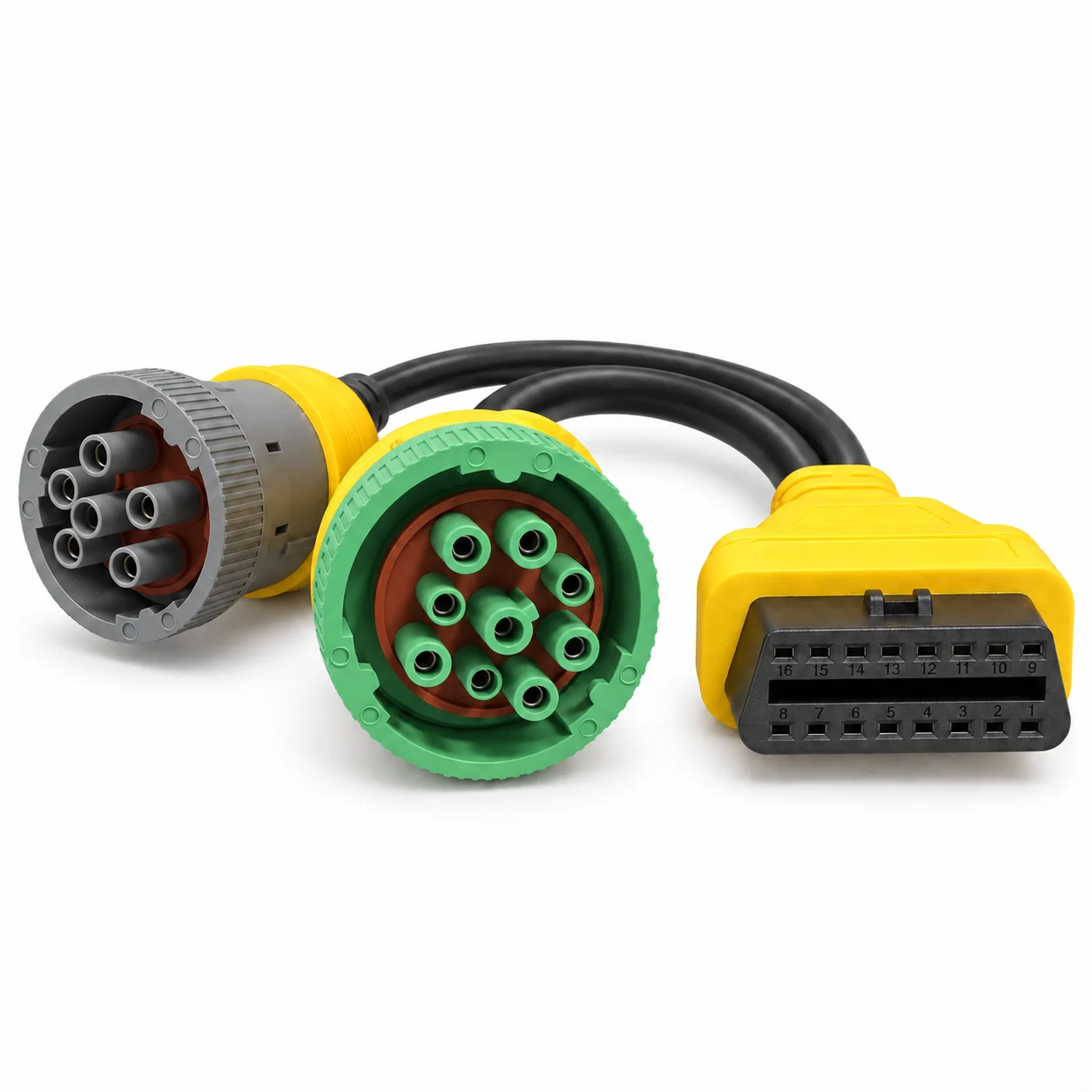 OBD2 16 Pin Female to J1939 9 Pin and J1708 6 Pin Female Y Splitter Adapter Cable for Heavy Duty Truck Diagnostic Scanner