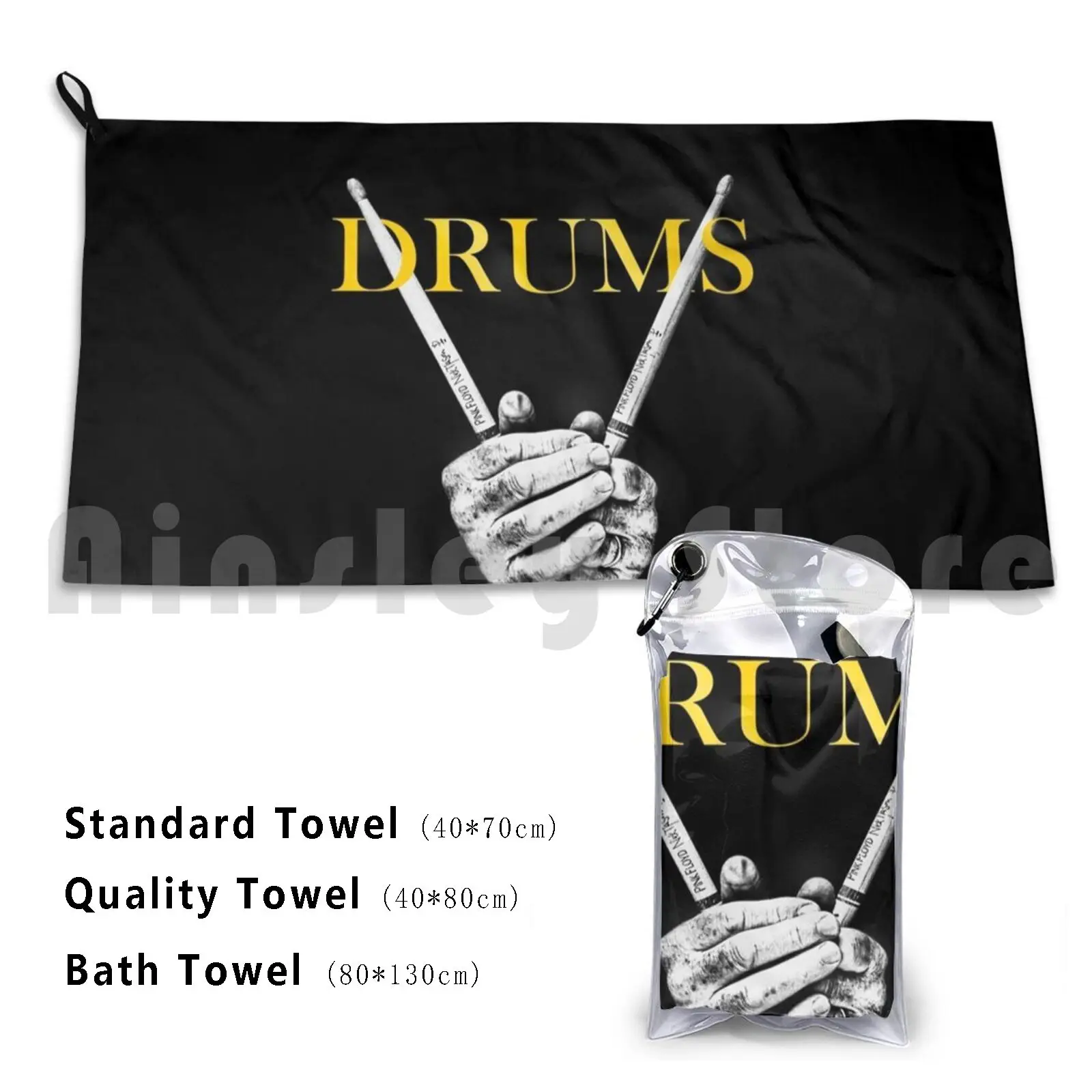 Drums Bath Towel Beach Cushion Drums Music Dark Sticks Hands Simple