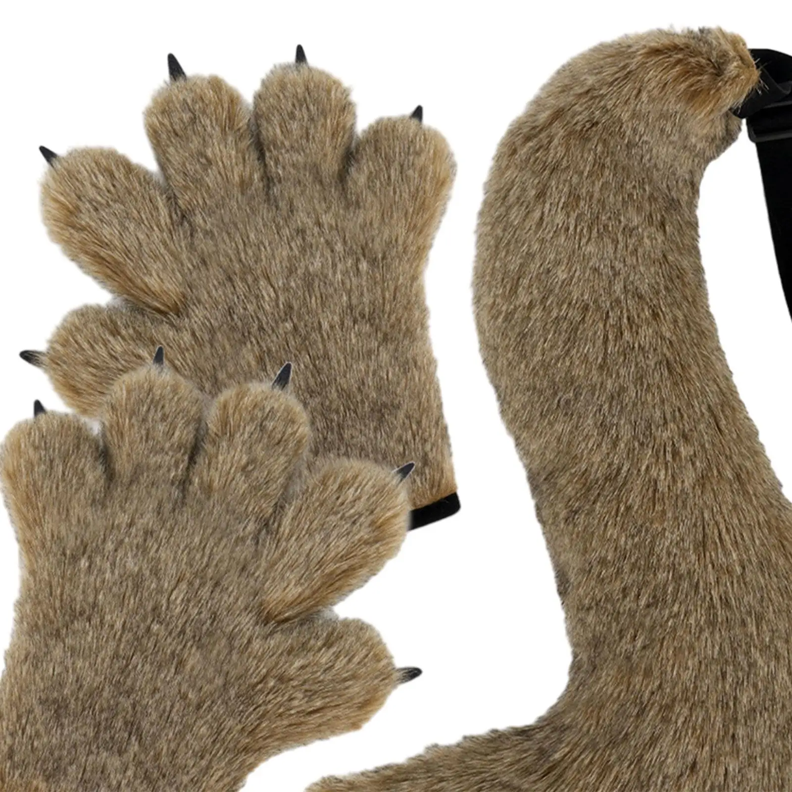 Halloween Wolf Beast Paws Gloves and Tail Set for Club Holidays Themed Party