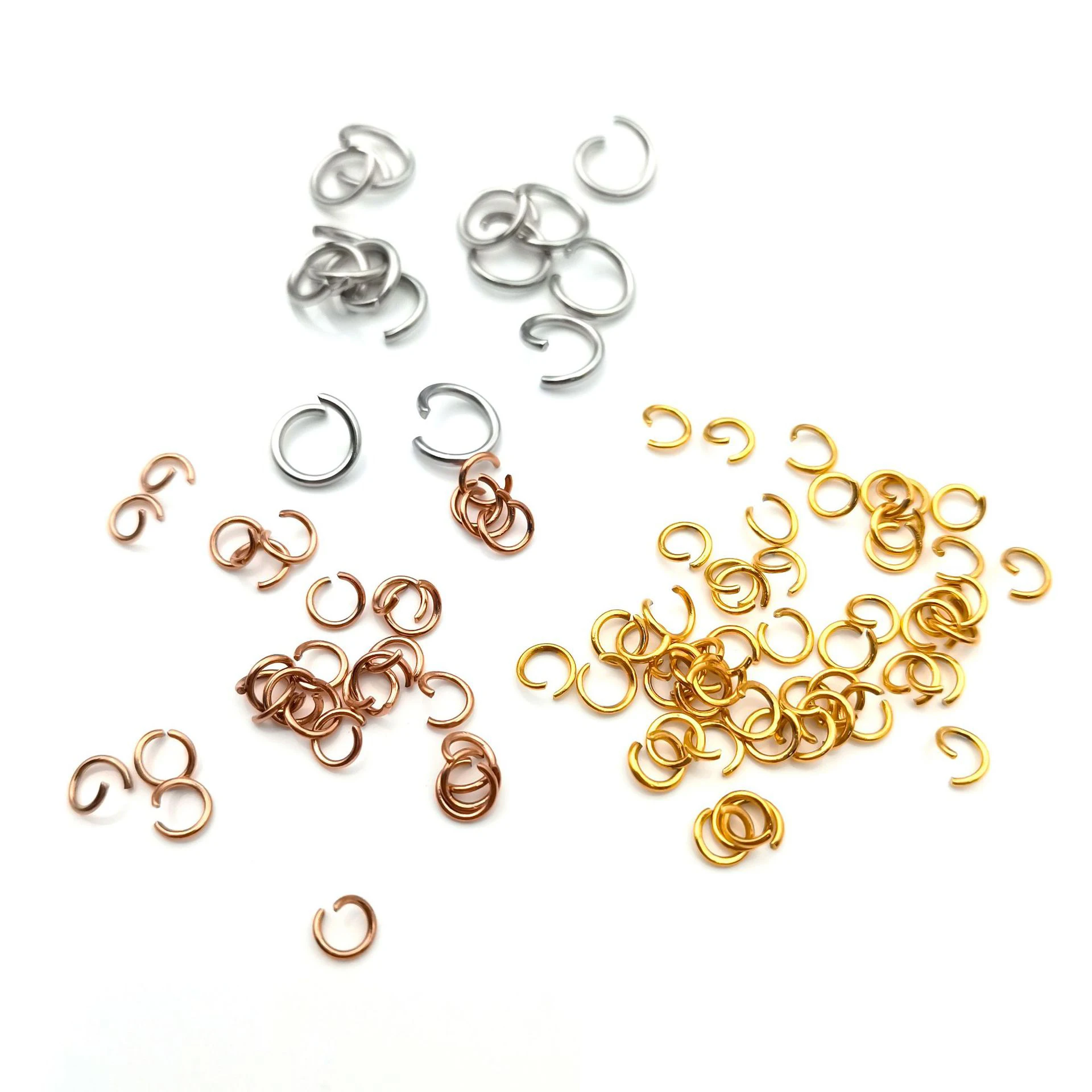 100pcs Stainless Steel Gold Rose Gold Steel Tone Open Jump Ring 4/5/6/7/8mm Split Ring Connector for DIY Jewelry Making 0.8mm