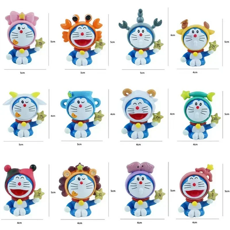 12 قطعة كارتون عبقور زودياك عبقور عمل الشكل لطيف شخصية Kawaii أنيمي الشكل البلاستيكية نموذج لعب هدايا أعياد ميلاد للأطفال