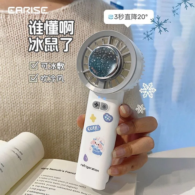 Portable Mini Air Cooler with Ice Pad, Rechargeable Handheld Fan for Outdoor Cooling