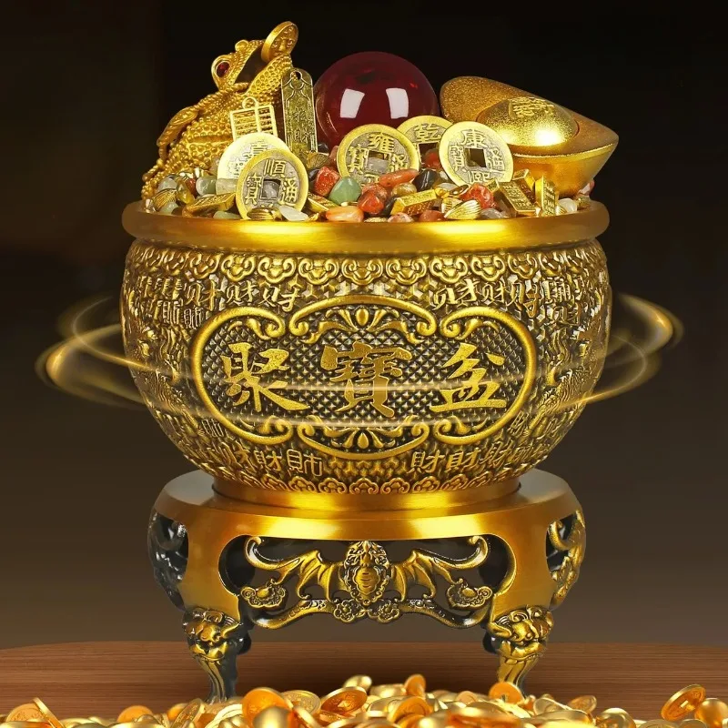 Gathering Treasure Pot Prosperous Wealth Ornament Attracting Wealth Brass Entrance Hall Living Room Opening Ceremony Gift