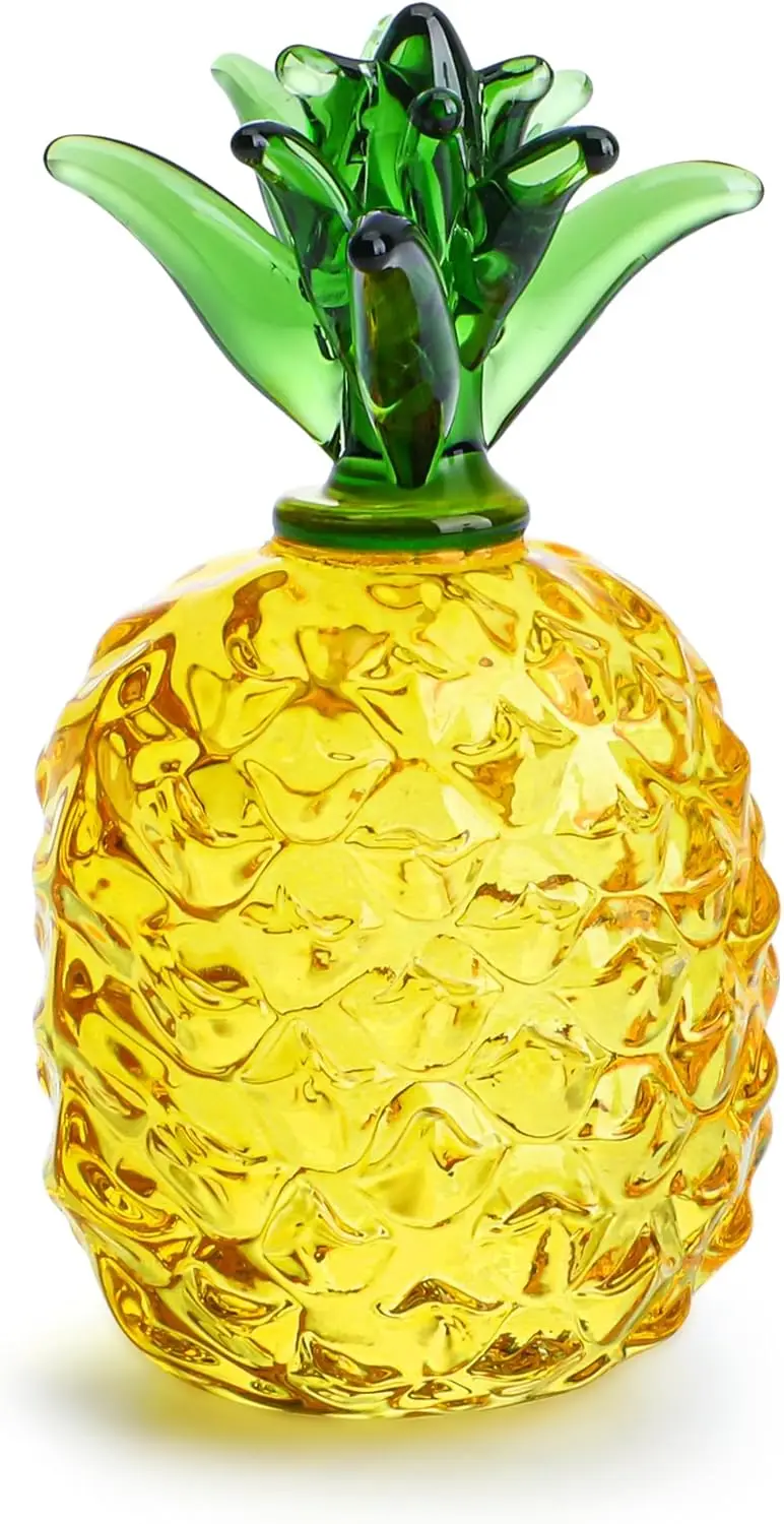 

Glass Fruit Decor Crystal Pineapple Figurine Collectibles Hand Blown Glass Fruit Pineapple Decoration for Kitchen Office for Wo