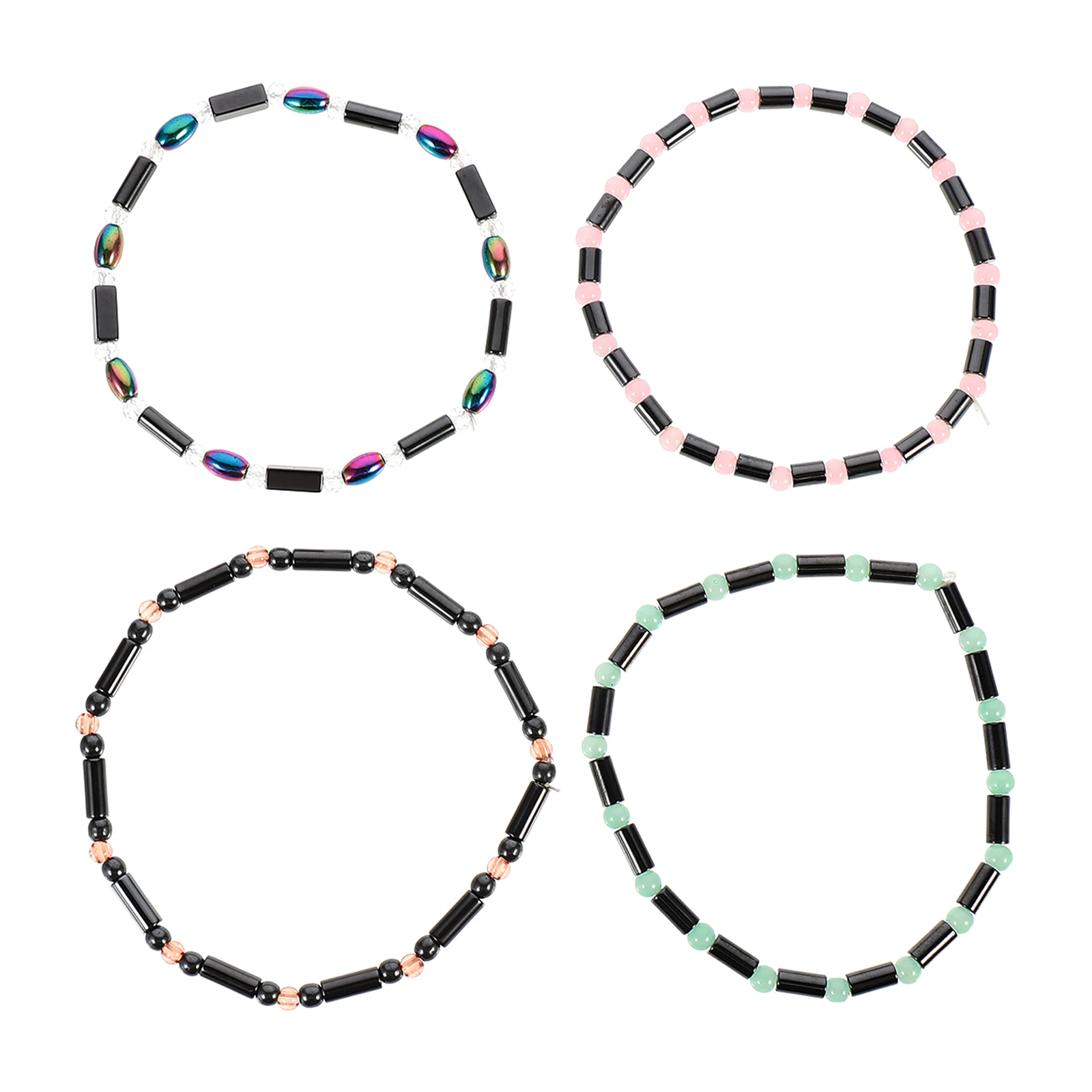 

4Pcs Hematite Anklet Acrylic Beads Inlaid Ankle Chain Portable Gift for Loved Ones Party Wear Ankle Chain Anklet