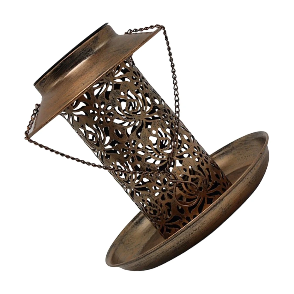 Hanging Solar Bird Feeder 5V 0.6W Metal Construction for Patio Lawn Terrace Garden Illuminates 6 12 Hours 20x20x20cm