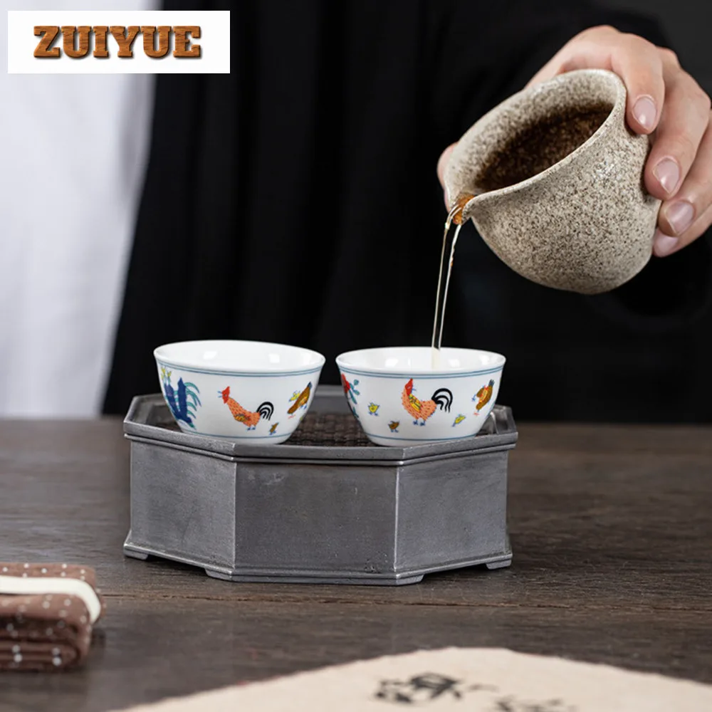 55/115ML Handmade Copper Coin Chicken Crock Cup Personal Meditation Cup Travel Tea Bowl Master Cup Chinese Tea Set Accessories