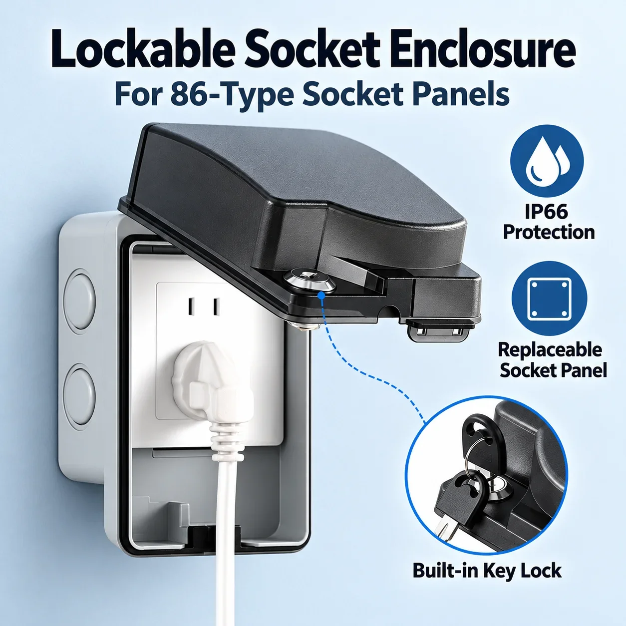Outdoor Waterproof Socket Open-installed Outdoor Rainproof Box Power Lock Box Rain Cover Rainproof Switch Socket Splashproof Box