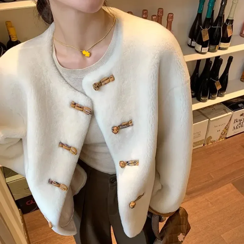 2024 Winter New Single-Breasted Jacket Women's Chinese Style Elegant Imitation Mink Velvet Coat Female High End Fur Outwear