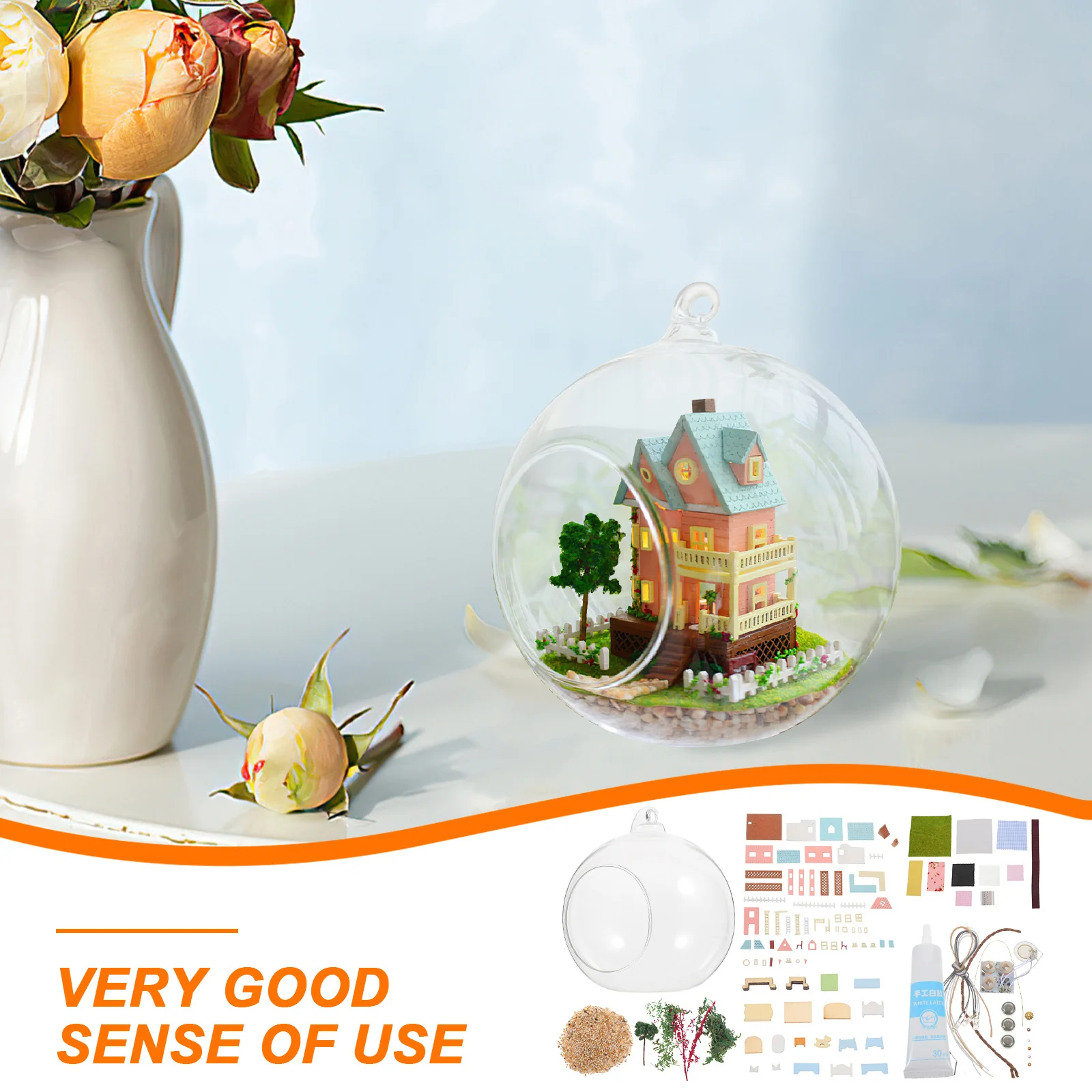 Glazen Huis Miniatuur DIY Kit Niet-afgewerkt Emotioneel voor Valentijnsdag Kerst Verjaardag