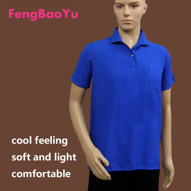 Fengbaoyu Fine Cotton Silk Summer Men's Polo Shirt Short-sleeved T-shirt Leisure Comfort Moisture Absorption and Ventilation