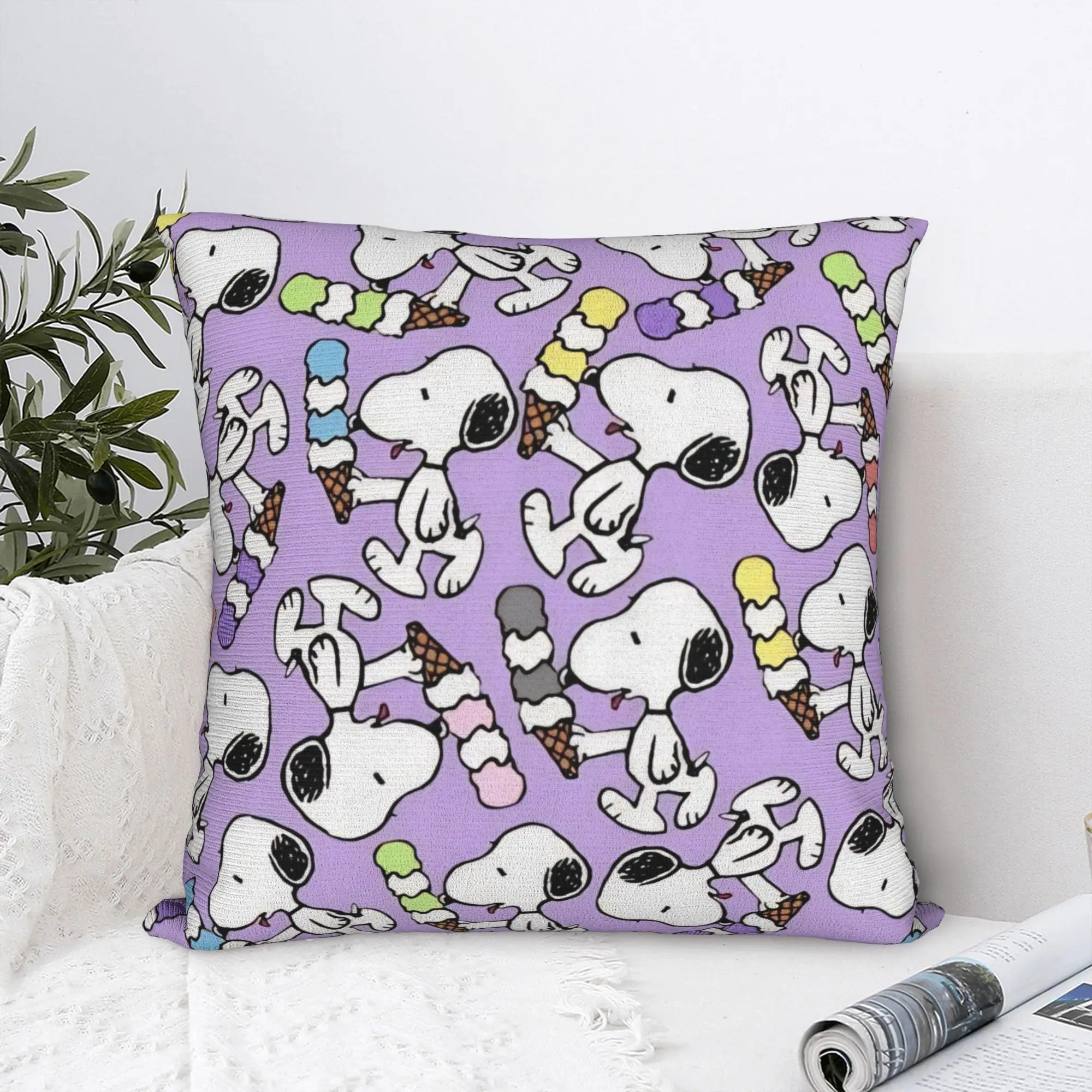 Cartoon Cute S-Snoopys Square Pillowcases Polyester Sofa  Cushion Case Funny Home Decoration Pillow Cover 40*40