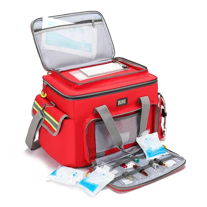 Outdoor First Aid Kit Refrigeratible Sports Red Nylon Waterproof Cross Messenger Bag Family Travel Emergency Bag