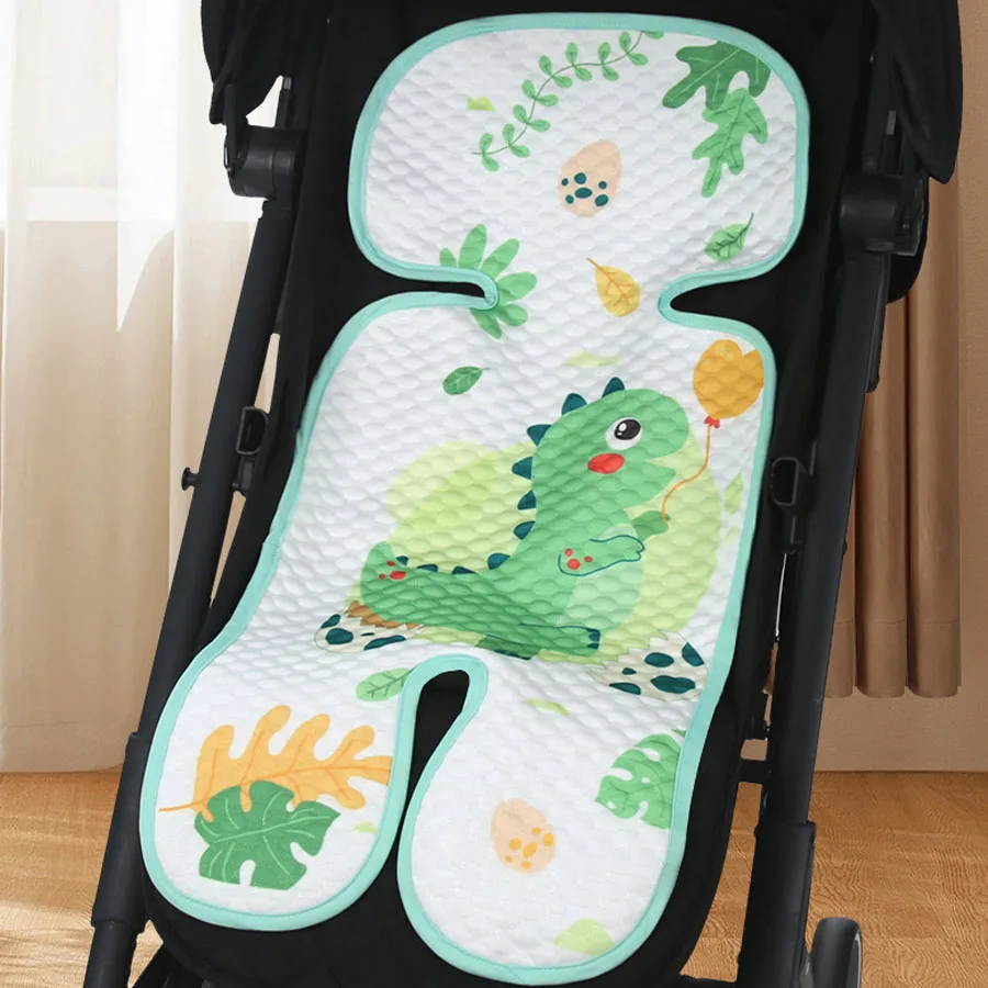 유아용 만화 유모차 시트 쿠션, 아이스 실크 통기성 메쉬, 세척 가능, 0-3 세 유아용 범용, 여름