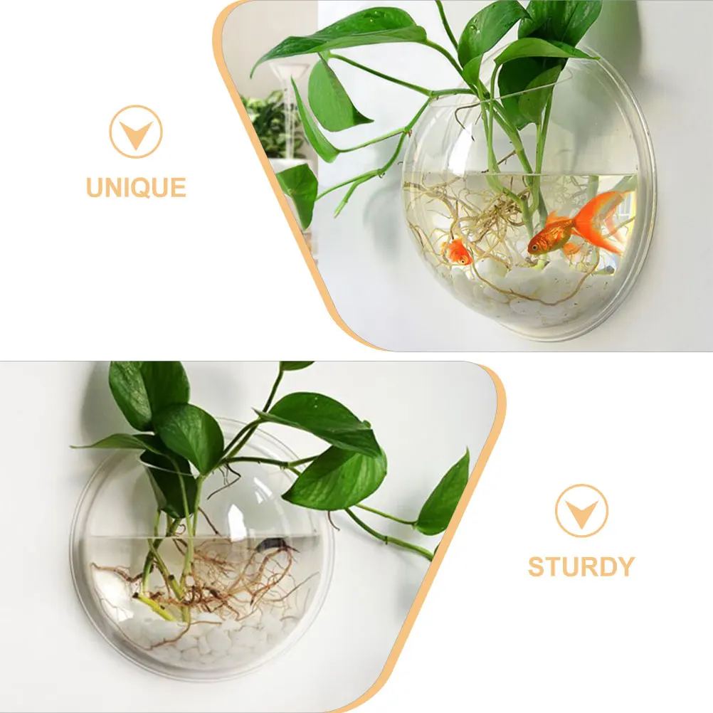 

Clear Acrylic Wall Hanging Fish Tank Bowl Vase Decorative Planter for Home Office Wall Fish Tank Wall-Mounted Plant Pot