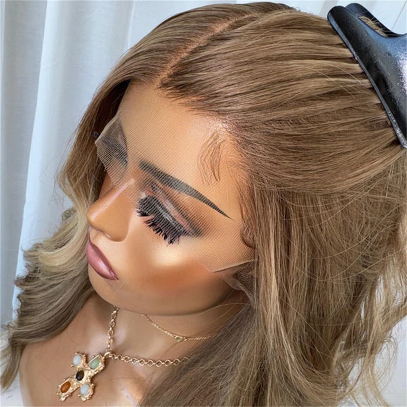 

Женский парик 13x4 с омбре, блонд-коричневый с балаяжем, HD кружевной фронтальный парик, премиум-качество, синтетический, хорошее качество, парик с эффектом Body Wave