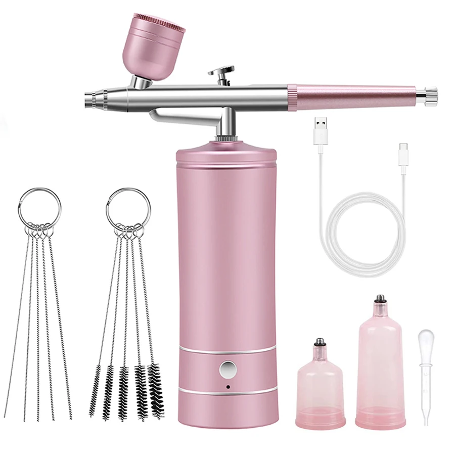 Portable Rechargeable Wireless Airbrush With Compressor Single Action Spray Gun For Face Beauty Nail Art Tattoo Craft Cake Paint