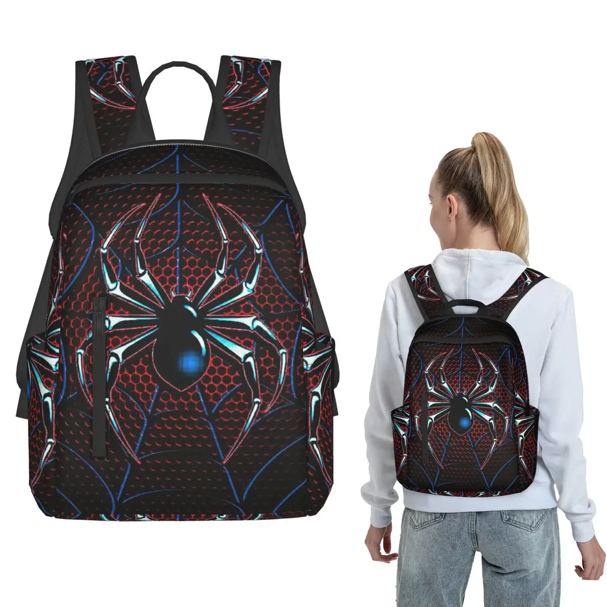 Spider And Web Backpack Large Capacity Kids BookBag School Bag Shoulder Bags for Men Women