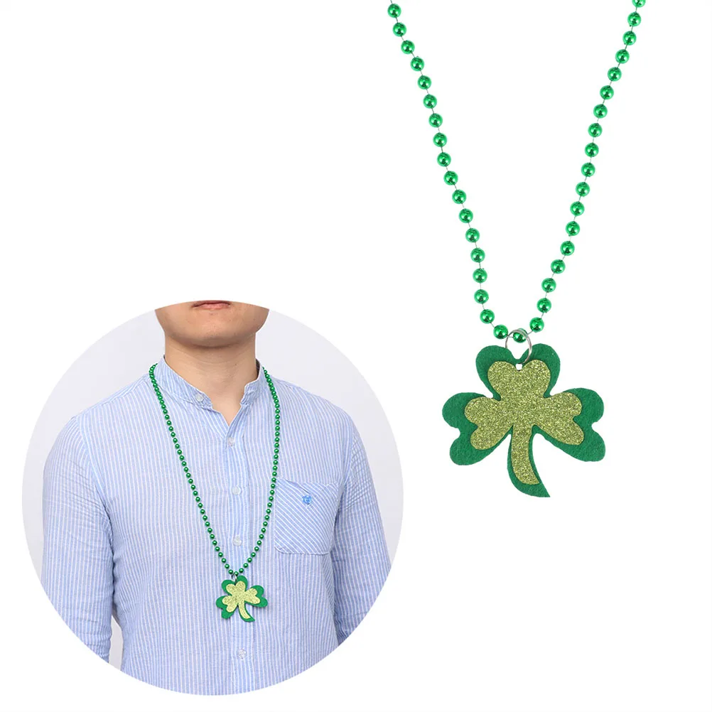 

4pcs St.Patricks Day Necklace Clover Beads Hat Chain Costume Supplies Festival Party Supplies Random Pattern