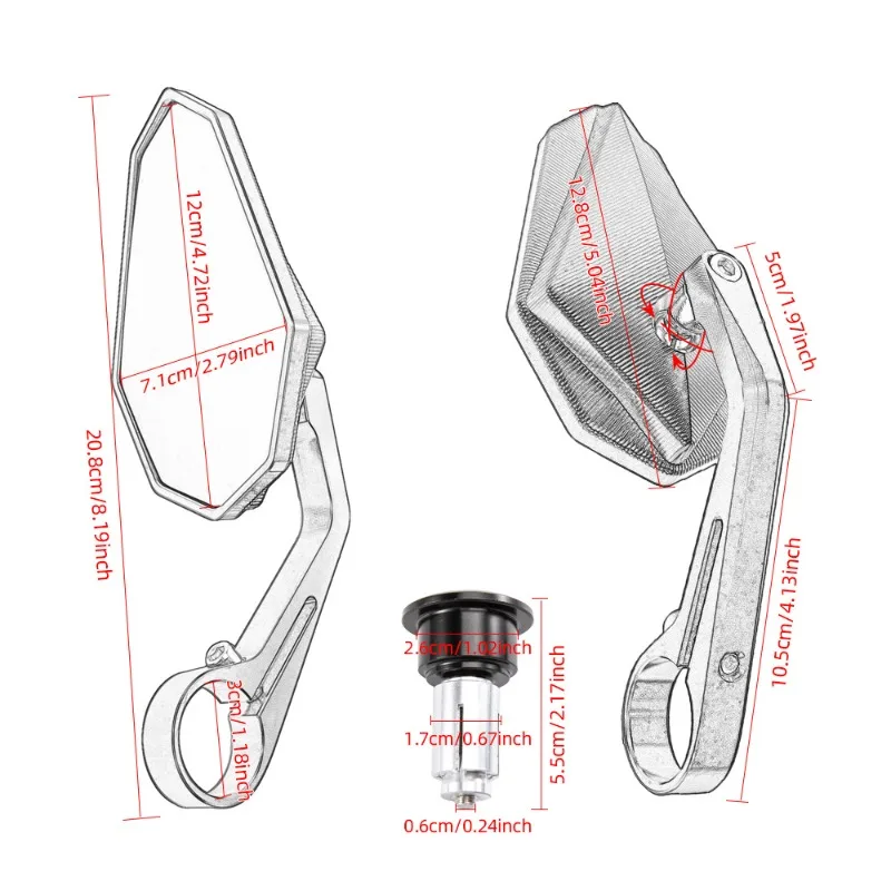 Motorcycle Modification Reversing Retro Rearview Handle Mirror Aluminum Alloy Reflector Rearview Mirror