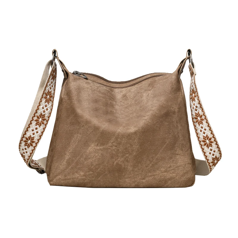 Black Brown Gray Washed Leather Crossbody Bag Large Capacity, Casual Hobo Messenger Bag Holds Phone Wallet Daily Essentials