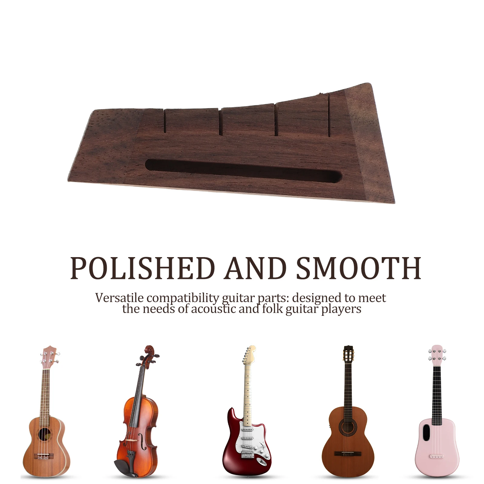 

3pcs Wooden Ukulele Bridge Set 4 String Acoustic Guitar Replacement Part For Stage Performance Daily Practice Universal Fit