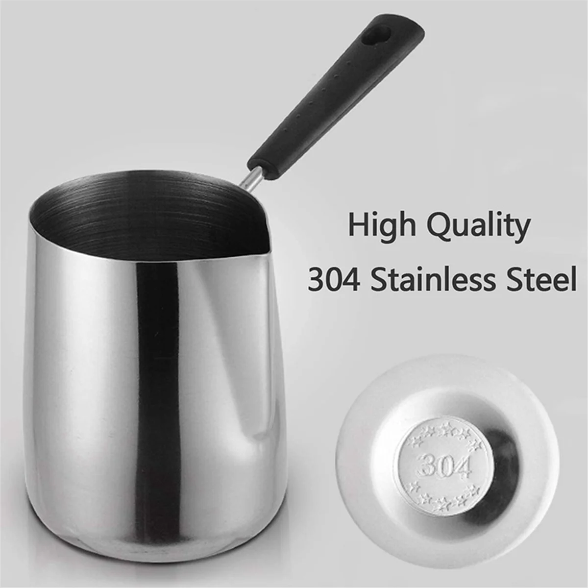 Stainless Steel Butter and Coffee Warmer,Turkish Coffee Pot,Mini Butter Melting Pot and Milk Pot with Spout -(600Ml)