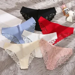 New Ice Silk Female Underwear Sexy Flower Lace Women's Panties Ruffles Lingerie for Women Soft Breathable Briefs for Lady