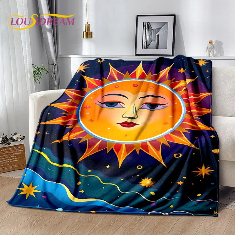 

Mysteriou-Magic Sun and Moon Flanela Throw Blanket, Tarot, Lua, Mandala, Confortável, Camas de piquenique, Sofá, Casa, Quarto