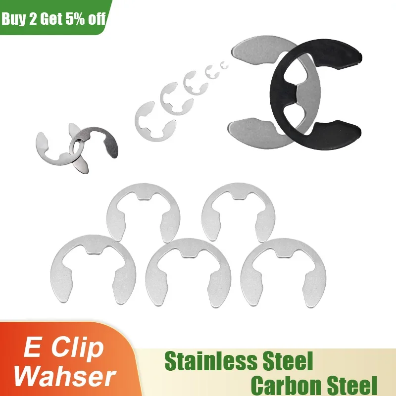 E Clip Washers 304 Stainless Steel/Carbon Steel Circlip Retaining Ring Washer Shaft Gasket M2 M3 M4 M5 M6 M8 M10 M12 Spacers