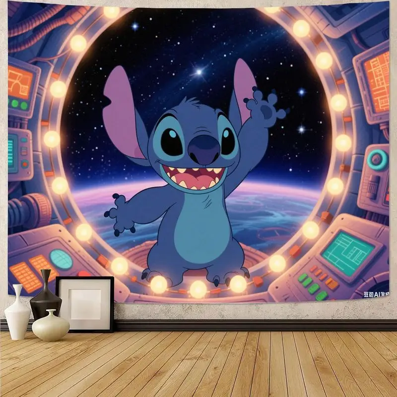 

1PC Disney Stitch Space Adventure Tapestry Cute Wall Art Bedroom Living Room Decor Perfect Gift for Fans of Lilo & Stitch