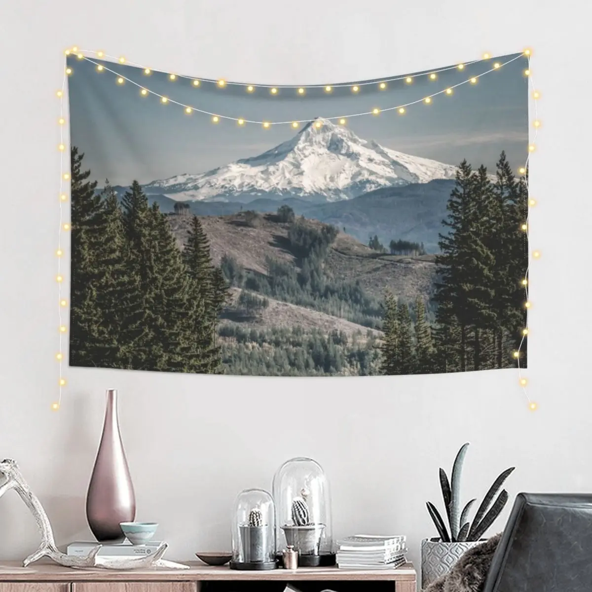 Vintage Mount Hood Oregon Forest and Mountains Tapestry Carpet On The Wall Room Design Home Decor Accessories Tapestry