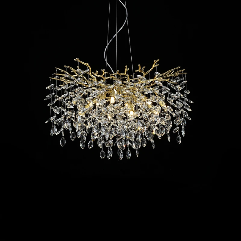 Wholesale Price Modern  Pendant Light Villa Luxury Living Room Bedroom Lamp Creative Aluminum Branch Crystal Chandelier