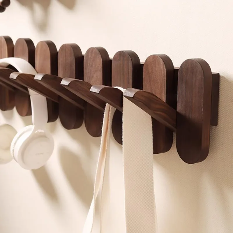 Portable Clothing Rack Stand Wall Mounted Piano Key Hanging Clothes Rack Wooden Mounted Cap Shawl Clothes Storage Hanger Hooks