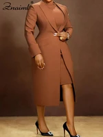 Znaiml elegante chaqueta larga de oficina para mujer con vestido conjuntos de 2 piezas ropa de mujer moda trabajo negocios ropa de calle africana trajes
